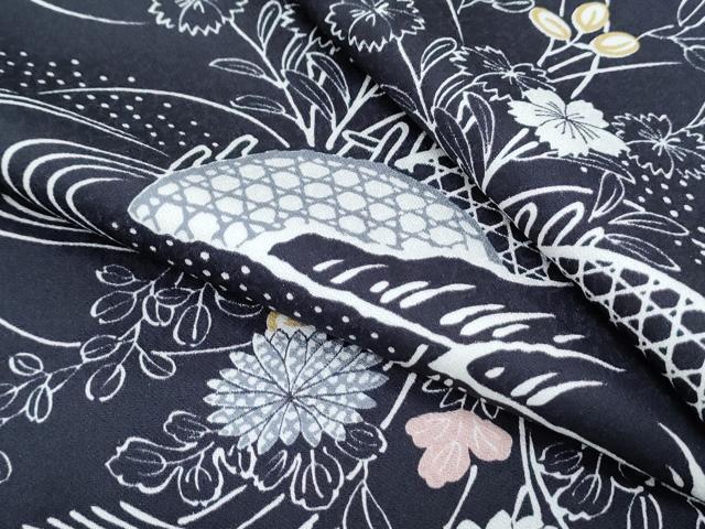 平和屋着物●上質な小紋　籬草花文　正絹　逸品　CABI1234th