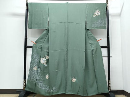 平和屋着物●訪問着　雪輪草花文　金彩　正絹　逸品　CABI1235th