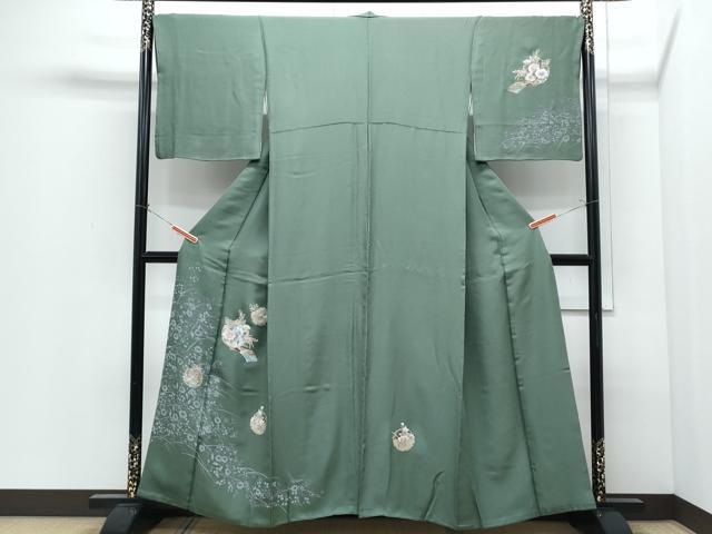 平和屋着物●訪問着　雪輪草花文　金彩　正絹　逸品　CABI1235th