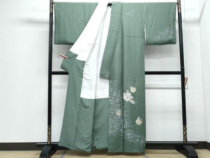 平和屋着物●訪問着　雪輪草花文　金彩　正絹　逸品　CABI1235th