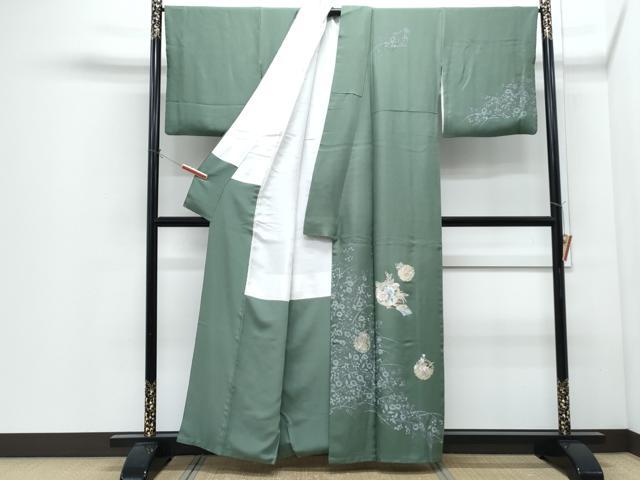 平和屋着物●訪問着　雪輪草花文　金彩　正絹　逸品　CABI1235th