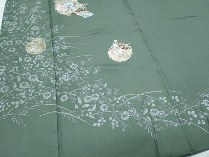 平和屋着物●訪問着　雪輪草花文　金彩　正絹　逸品　CABI1235th