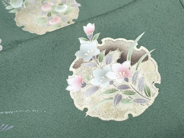 平和屋着物●訪問着　雪輪草花文　金彩　正絹　逸品　CABI1235th