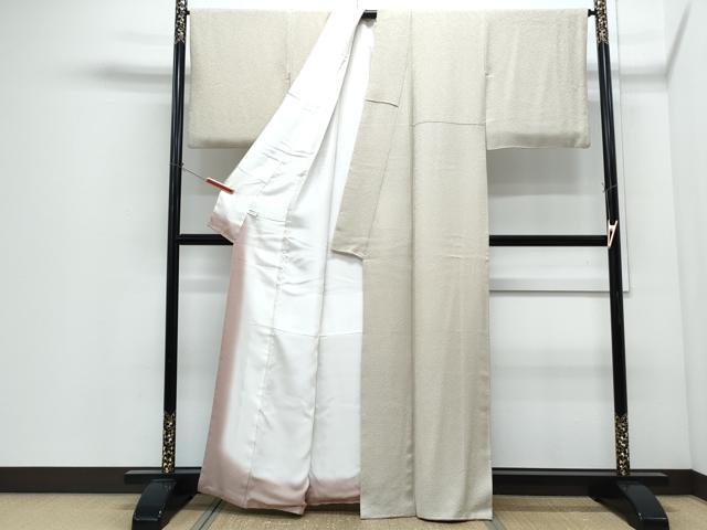 平和屋着物●上質な色無地　霞地紋　利休白茶色　正絹　逸品　CABI1242th