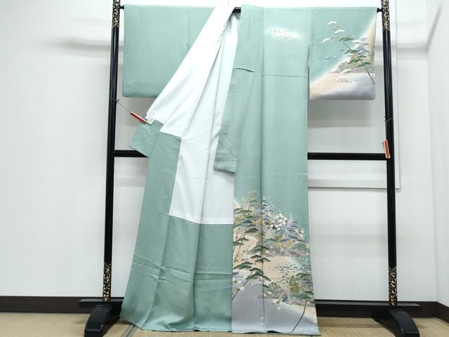 平和屋着物●訪問着　友禅　風景草花文　暈し染め　正絹　逸品　CABI1244th