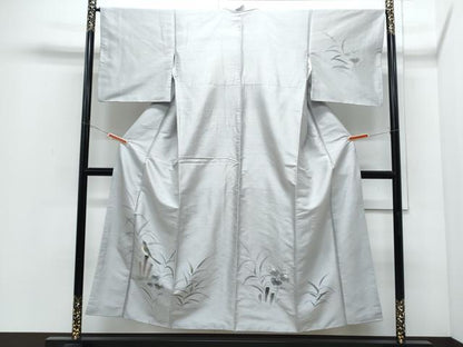 平和屋着物●訪問着　作家物　紬地　手描き　花鳥文　金彩　正絹　逸品　CABI1245th