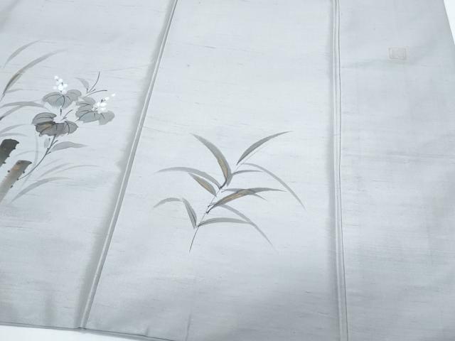 平和屋着物●訪問着　作家物　紬地　手描き　花鳥文　金彩　正絹　逸品　CABI1245th