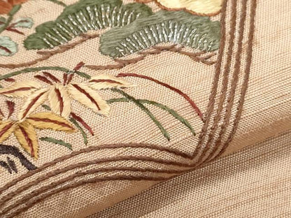 平和屋着物●色留訪問着　紬地　刺繍　冊子花文　正絹　逸品　CABI1247th