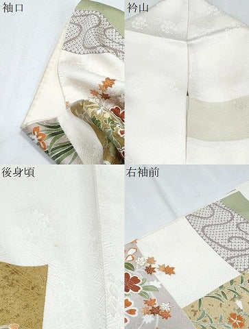 平和屋着物●訪問着　駒刺繍　草花文　金彩　正絹　逸品　CABI1250th