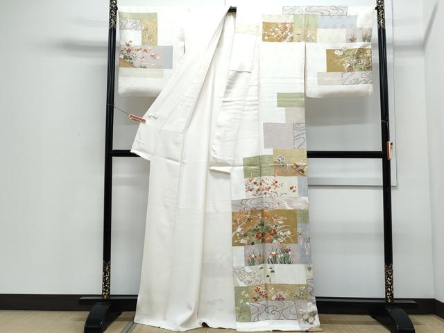 平和屋着物●訪問着　駒刺繍　草花文　金彩　正絹　逸品　CABI1250th