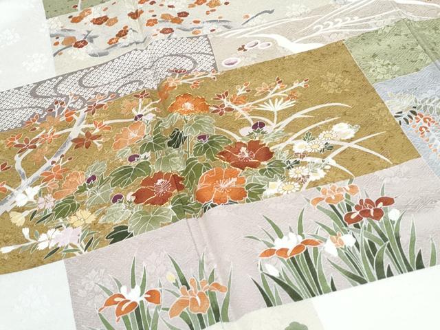 平和屋着物●訪問着　駒刺繍　草花文　金彩　正絹　逸品　CABI1250th