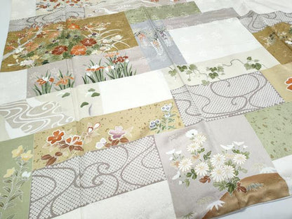 平和屋着物●訪問着　駒刺繍　草花文　金彩　正絹　逸品　CABI1250th