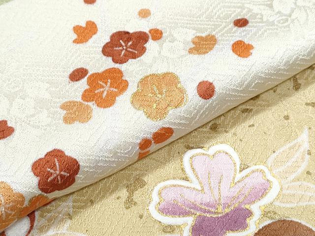 平和屋着物●訪問着　駒刺繍　草花文　金彩　正絹　逸品　CABI1250th