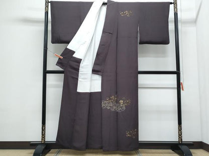 平和屋着物●訪問着　竹屋町刺繍　葡萄蔦の葉文　金彩　正絹　逸品　CABI1254th