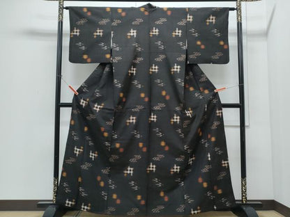 平和屋着物●久米島紬　正絹　逸品　CABI1255th