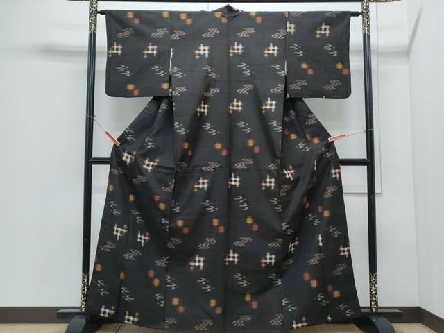 平和屋着物●久米島紬　正絹　逸品　CABI1255th