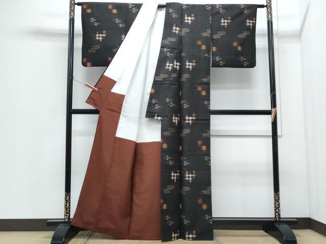 平和屋着物●久米島紬　正絹　逸品　CABI1255th