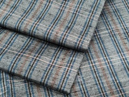 平和屋着物●上質な紬　格子文　正絹　逸品　CABI1257th