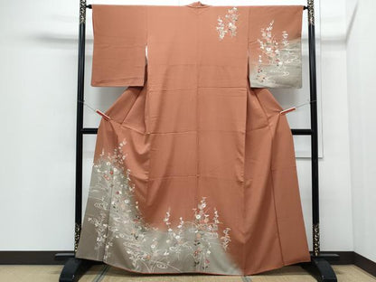 平和屋着物●訪問着　草花文　暈し染め　正絹　逸品　CABI1259th