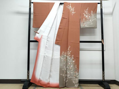 平和屋着物●訪問着　草花文　暈し染め　正絹　逸品　CABI1259th