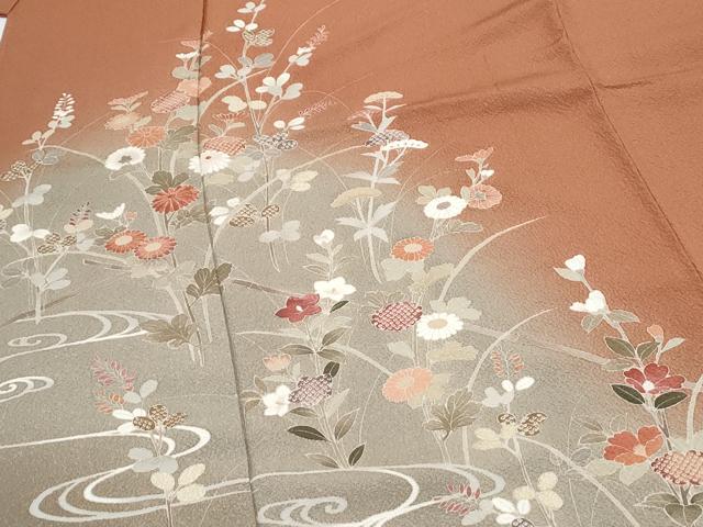 平和屋着物●訪問着　草花文　暈し染め　正絹　逸品　CABI1259th