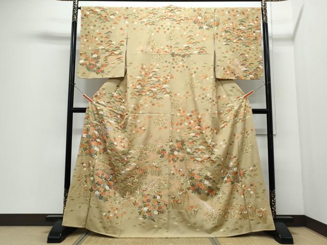平和屋着物●訪問着　風景草花文　金彩　正絹　逸品　未使用　CABI1260th