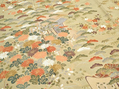 平和屋着物●訪問着　風景草花文　金彩　正絹　逸品　未使用　CABI1260th