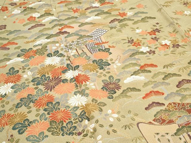平和屋着物●訪問着　風景草花文　金彩　正絹　逸品　未使用　CABI1260th