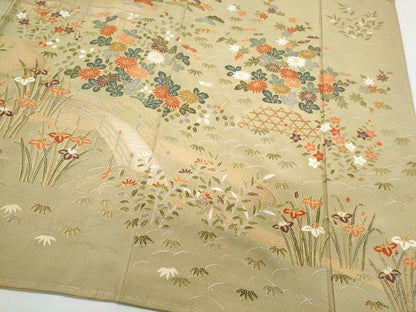 平和屋着物●訪問着　風景草花文　金彩　正絹　逸品　未使用　CABI1260th
