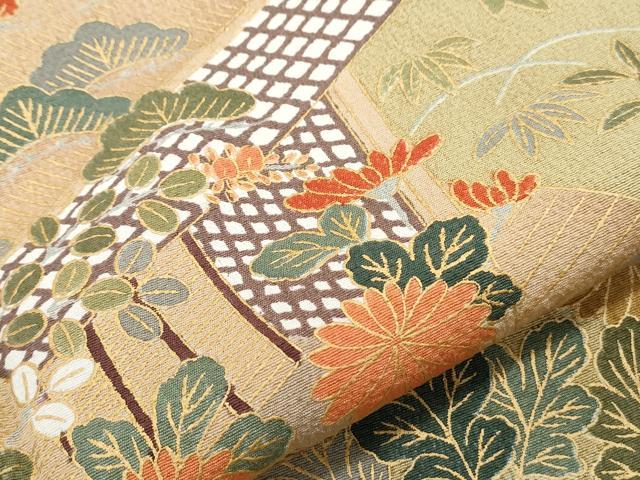 平和屋着物●訪問着　風景草花文　金彩　正絹　逸品　未使用　CABI1260th