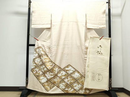 平和屋着物●銀座きしや　色留袖　天井草花文　たとう紙付き　正絹　逸品　CABI1262th