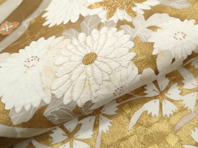平和屋着物●銀座きしや　色留袖　天井草花文　たとう紙付き　正絹　逸品　CABI1262th