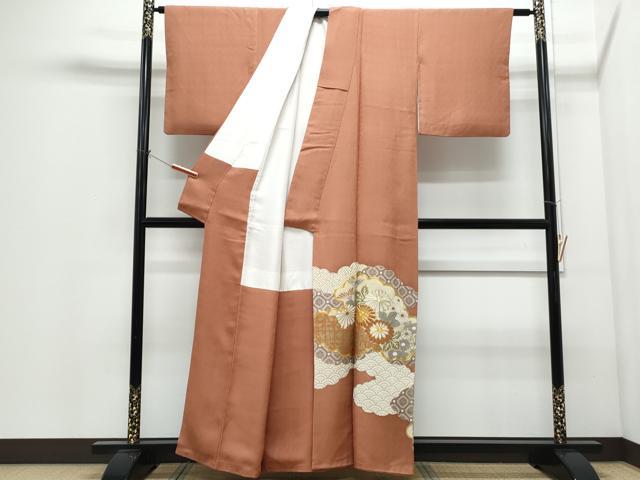 平和屋着物●銀座　志ま亀　色留袖　駒刺繍　雲重ね花文　たとう紙付き　正絹　逸品　CABI1263th