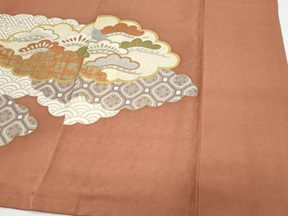 平和屋着物●銀座　志ま亀　色留袖　駒刺繍　雲重ね花文　たとう紙付き　正絹　逸品　CABI1263th