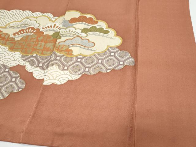 平和屋着物●銀座　志ま亀　色留袖　駒刺繍　雲重ね花文　たとう紙付き　正絹　逸品　CABI1263th