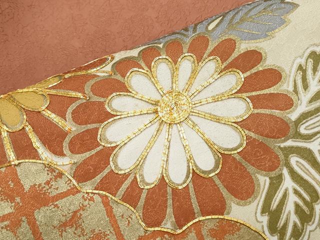 平和屋着物●銀座　志ま亀　色留袖　駒刺繍　雲重ね花文　たとう紙付き　正絹　逸品　CABI1263th