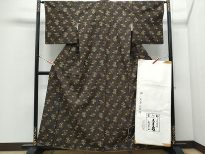 平和屋着物●銀座　志ま亀　紬 　琉球絣紋様　たとう紙付き 　正絹　逸品　未使用　CABI1264th