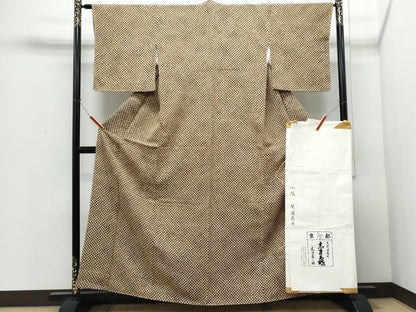 平和屋着物●銀座　志ま亀　小紋　鹿の子文様　たとう紙付き　正絹　逸品　未使用　CABI1265th
