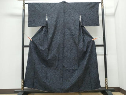 平和屋着物●結城紬　80亀甲　吉祥文　正絹　逸品　CABI1268th
