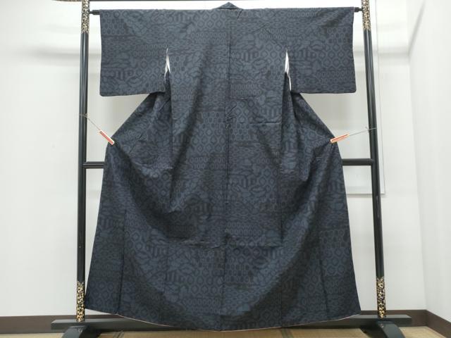 平和屋着物●結城紬　80亀甲　吉祥文　正絹　逸品　CABI1268th