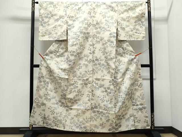 平和屋着物●本場染大島紬　草花文　正絹　逸品　CABI1269th