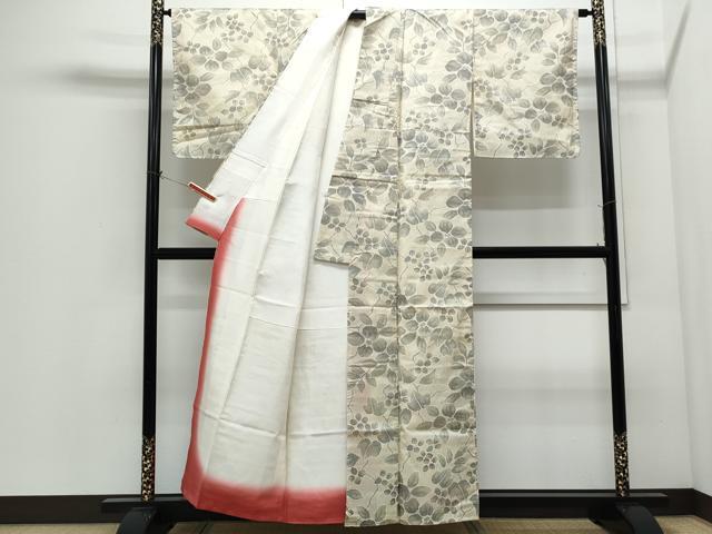 平和屋着物●本場染大島紬　草花文　正絹　逸品　CABI1269th