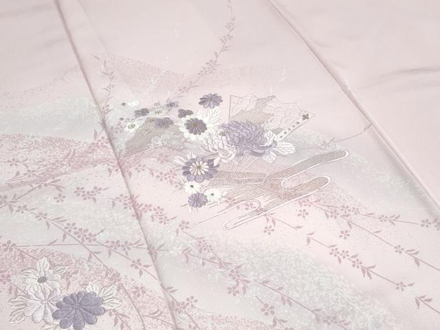 平和屋着物●訪問着　刺繍　扇面花文　暈し染め　金糸　正絹　逸品　CABI1271th