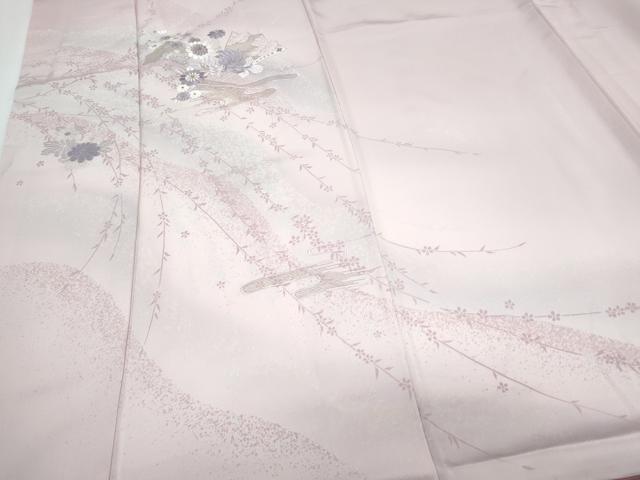 平和屋着物●訪問着　刺繍　扇面花文　暈し染め　金糸　正絹　逸品　CABI1271th