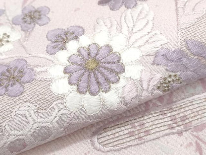 平和屋着物●訪問着　刺繍　扇面花文　暈し染め　金糸　正絹　逸品　CABI1271th