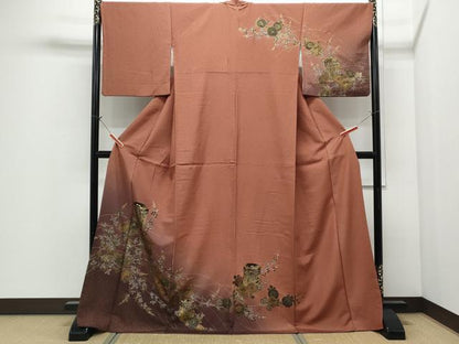 平和屋着物●訪問着　貝桶花文　暈し染め　金銀彩　正絹　逸品　CABI1273th