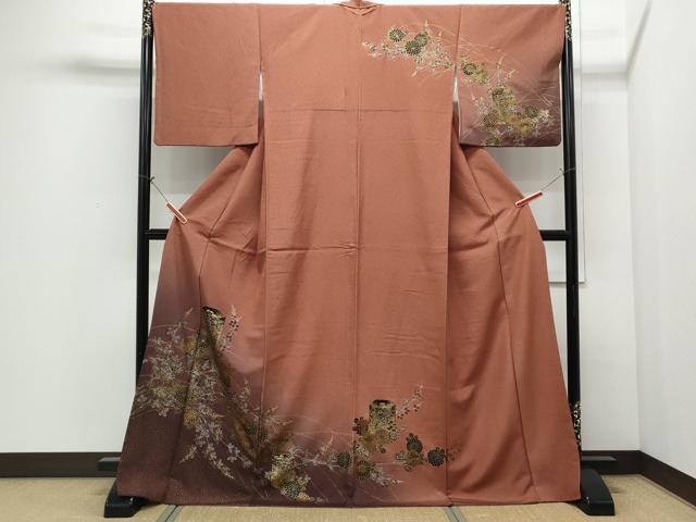 平和屋着物●訪問着　貝桶花文　暈し染め　金銀彩　正絹　逸品　CABI1273th
