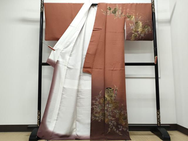 平和屋着物●訪問着　貝桶花文　暈し染め　金銀彩　正絹　逸品　CABI1273th