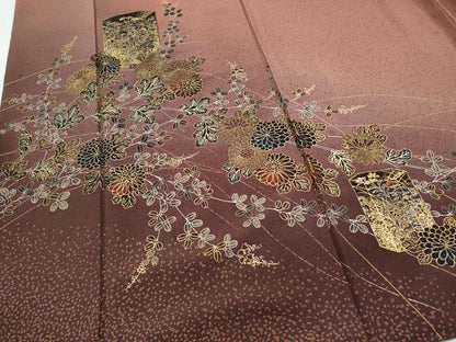 平和屋着物●訪問着　貝桶花文　暈し染め　金銀彩　正絹　逸品　CABI1273th