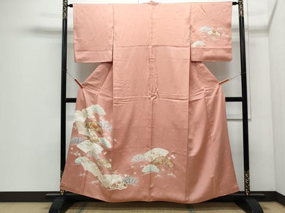 平和屋着物●訪問着　駒刺繍　地紙花文　金彩　正絹　逸品　CABI1280th